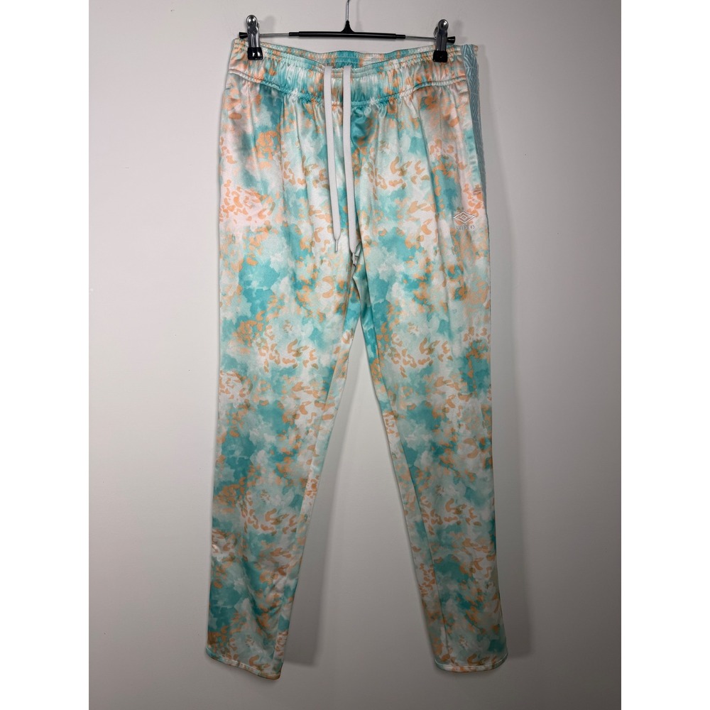 Umbro Womens Watercolor Leopard Print Track Pants Teal Orange Size‎ Medium